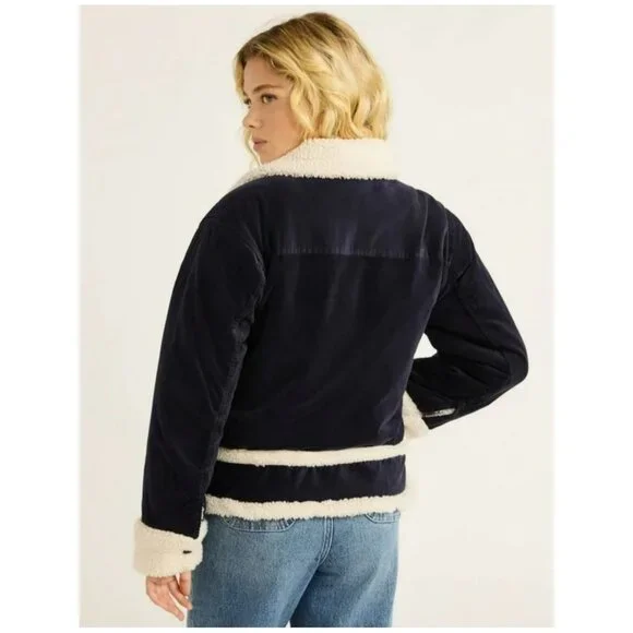 NWT Free Assembly Navy Corduroy Sherpa-Lined Jacket XXL (20) - Picture 2 of 8